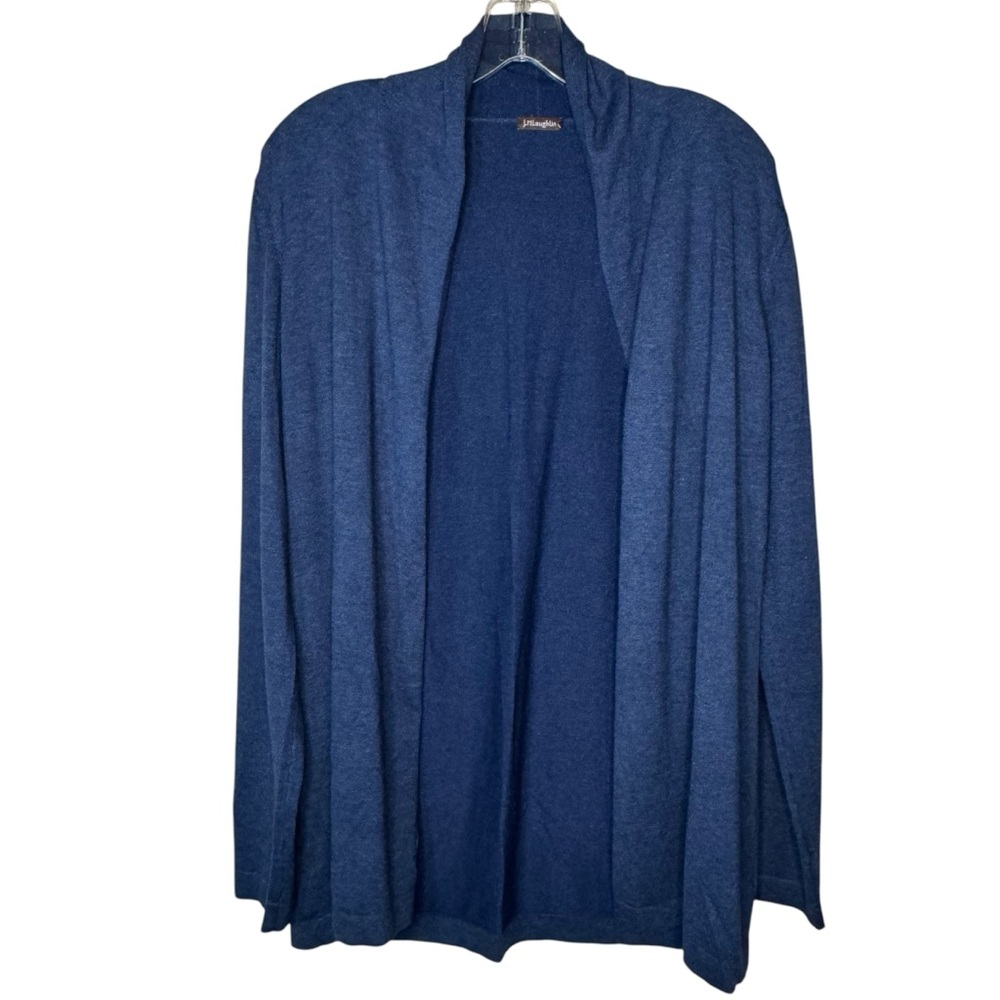 J McLaughlin Women’s Blue Open Front Sweater Soft Cotton Model Blend Size L
